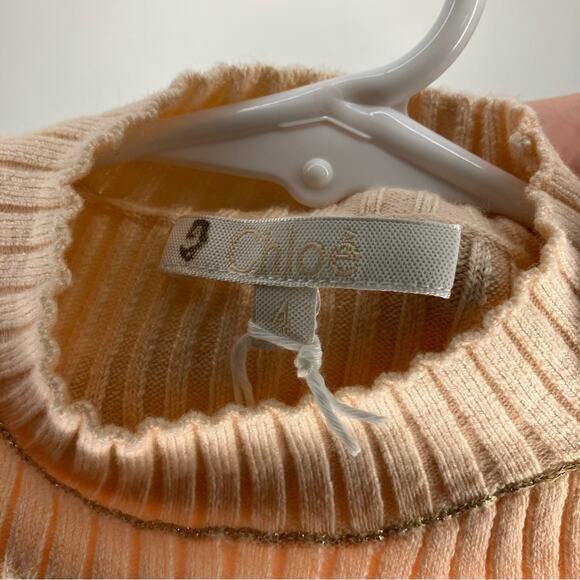 NWT CHLOE Ribbed Knit Collar Jumper Sweater Peach Gold 4 - Picture 11 of 13